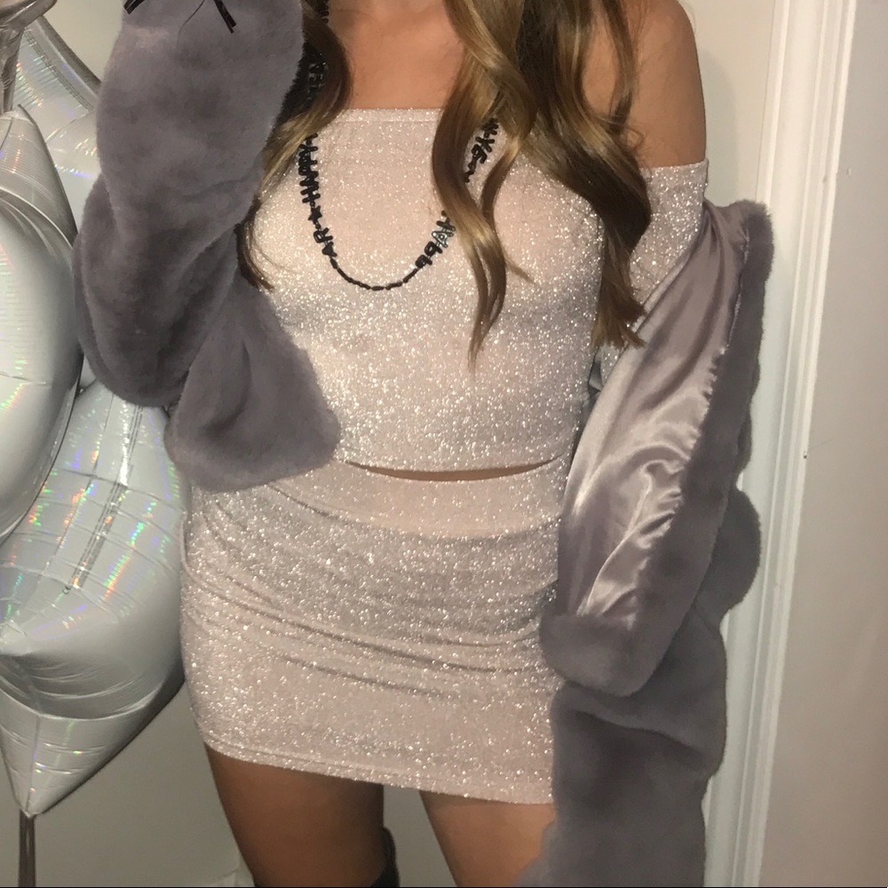 Two piece Forever 21 sparkly top and skirt set